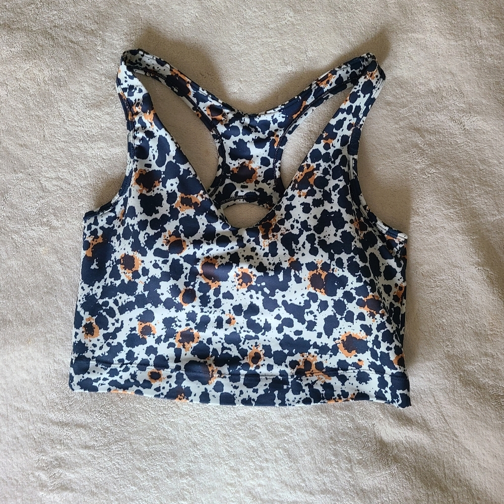 Sage Size XS Blue Orange Splatter Sports Bra Athletic Wear